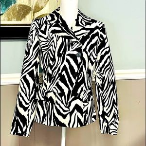 Jones New York Signature Zebra Print Stretch Jacket size S